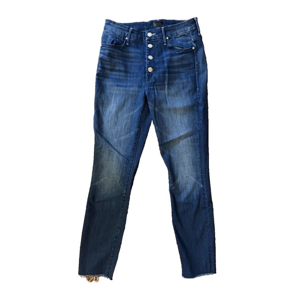 Mother The Pixie Ankle Fray Jeans Second Thyme Around Wash Button Fly SZ 28